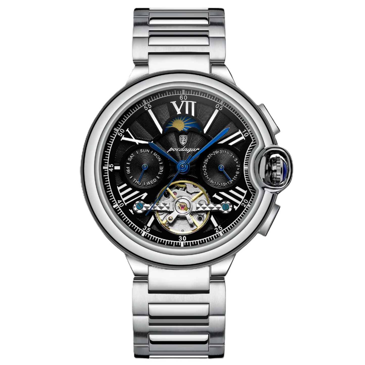 Poedagar luxury Mechanical watch _ 1413 SL BK S