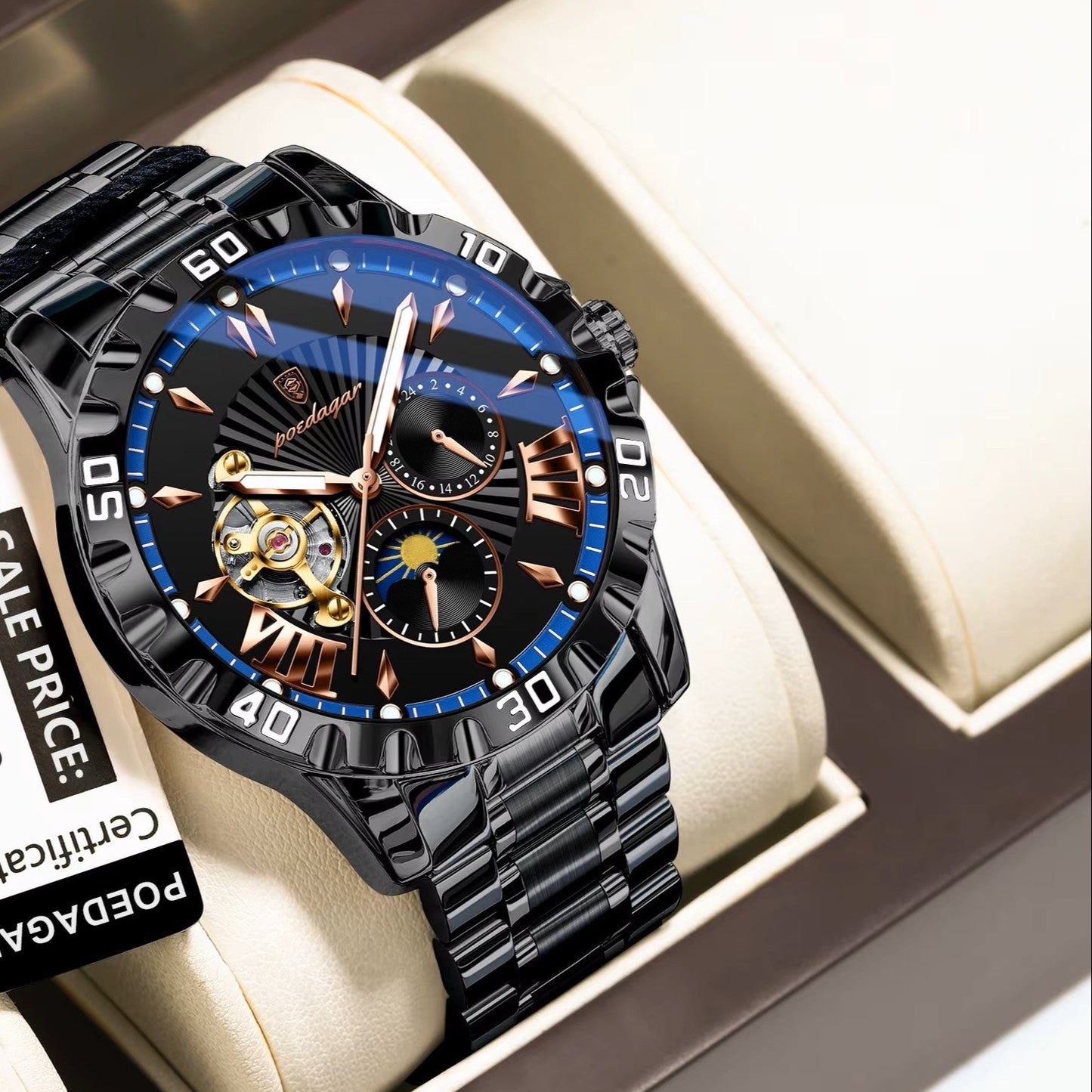Poedagar luxury Mechanical watch _ 1415BK BK S