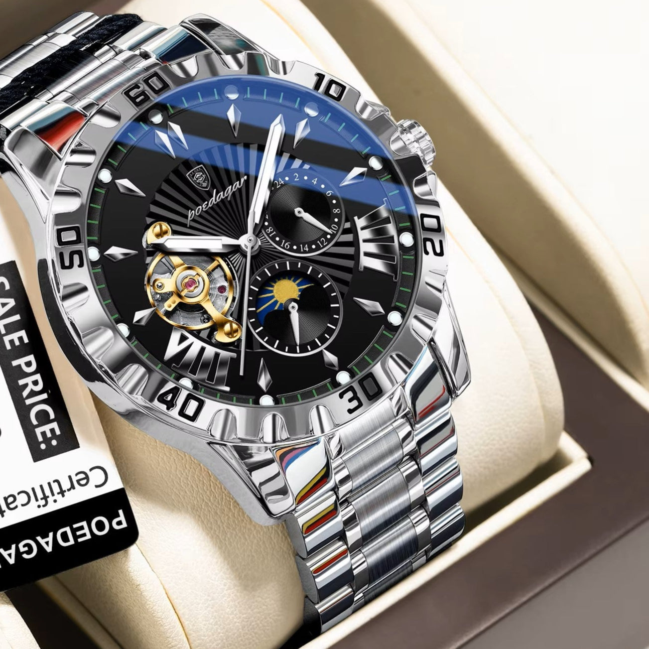 Poedagar luxury Mechanical watch _ 1415 SL BK S