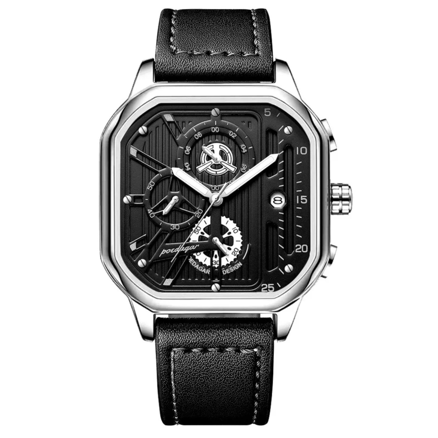 Poedagar 628 Silver Black leather