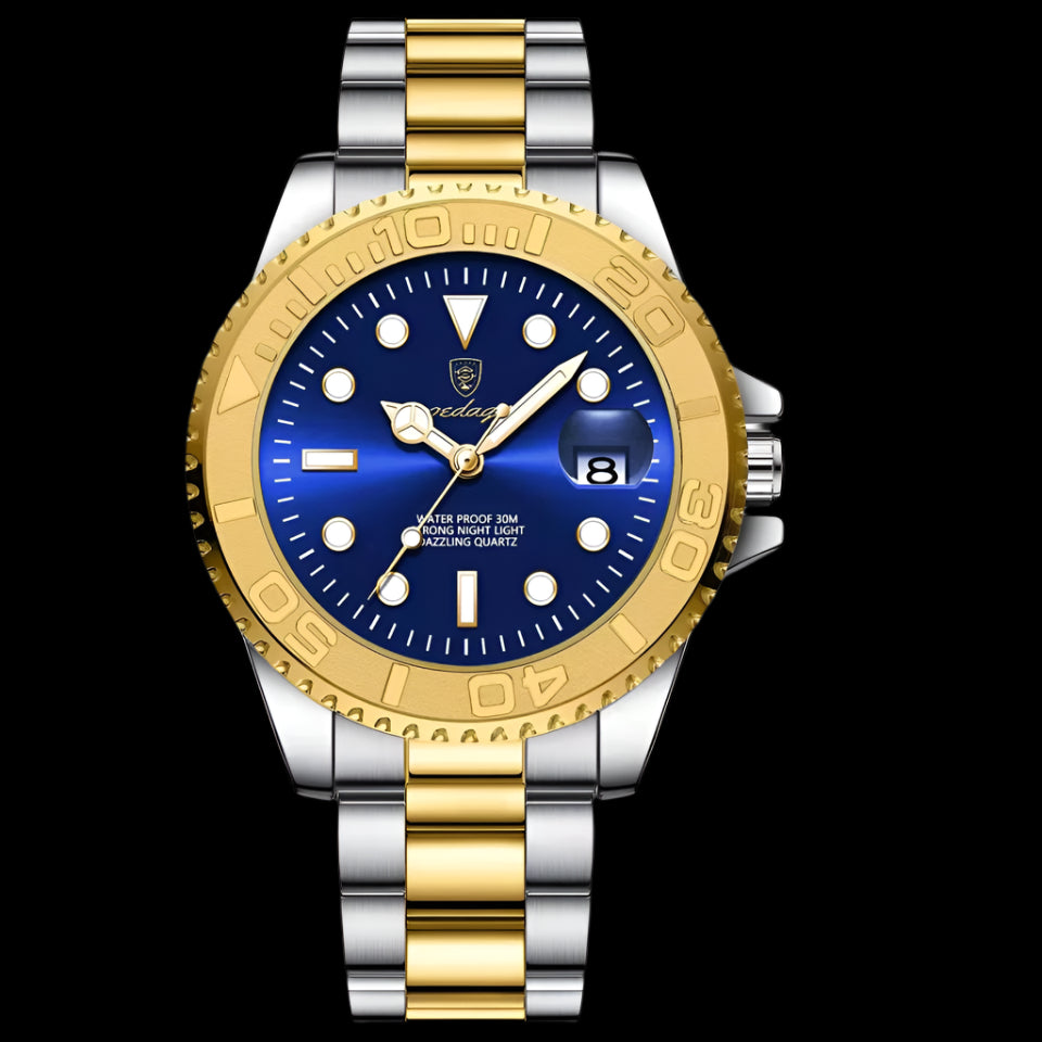 Poedagar luxury waterproof men watch _ 2 tone gold and silver