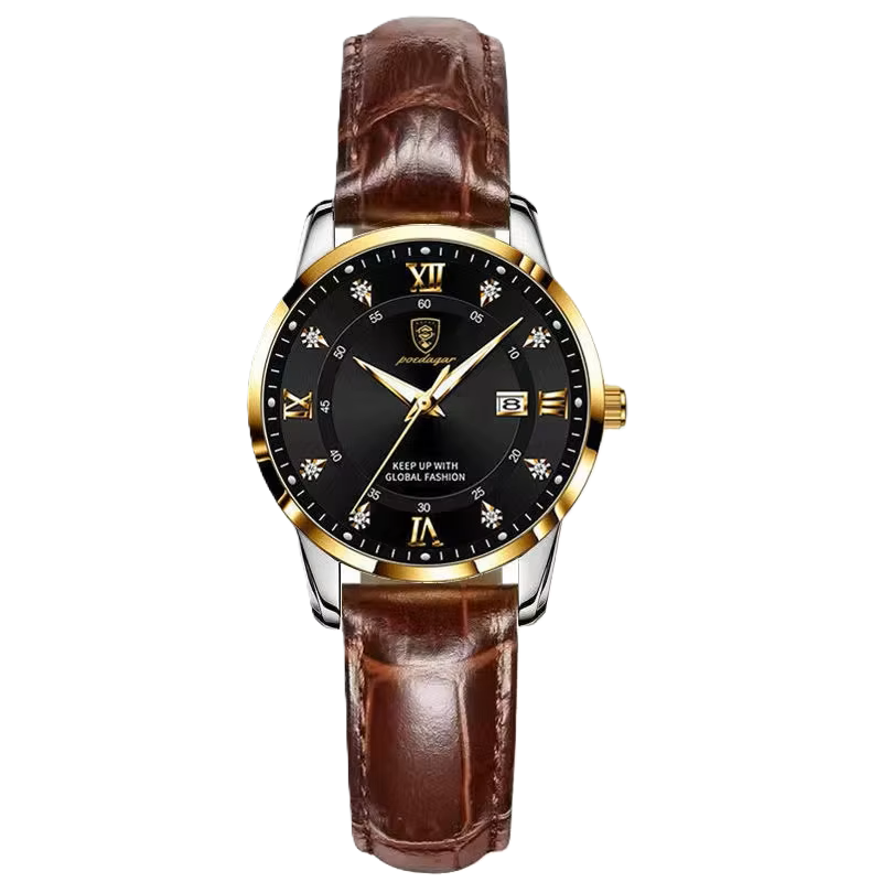 Poedagar Watch for Women Fashion Luxury Stainless Steel Watches Diamond Luminous Quartz Ladies Wristwatch Waterproof Calendar 258 GD BK L