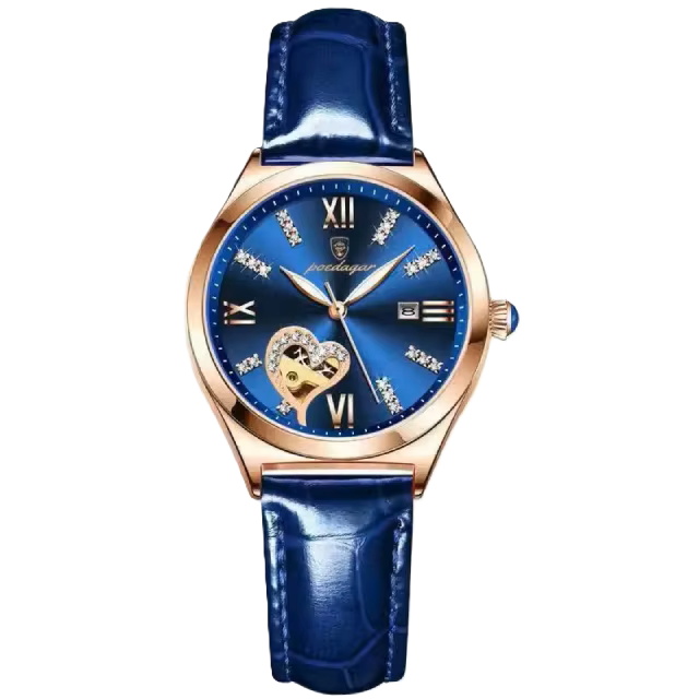 Poedagar Fashion Luxury Diamond Quartz Wrist Watch Leather Hand Band Ladies Watches Waterproof Date Women Watch 320 GD BU L