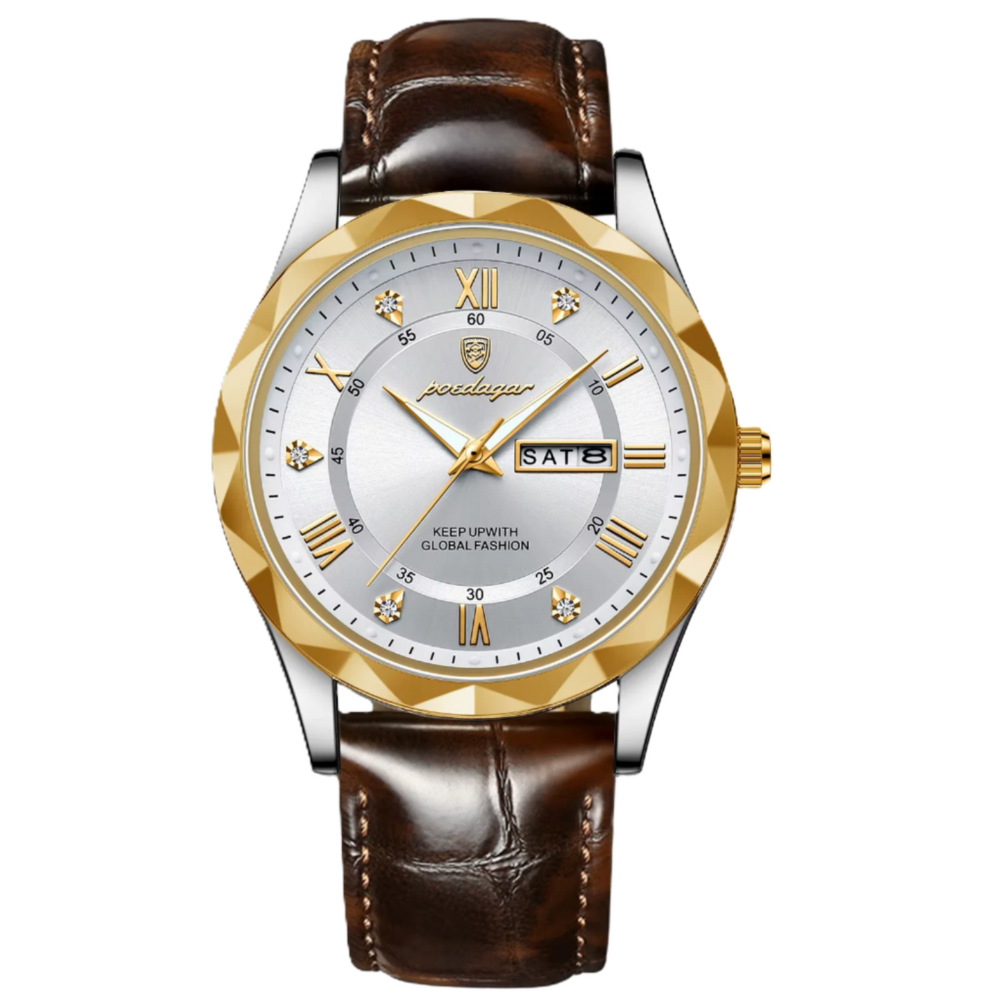 Poedagar luxury waterproof men watch _ 615 GD WH L
