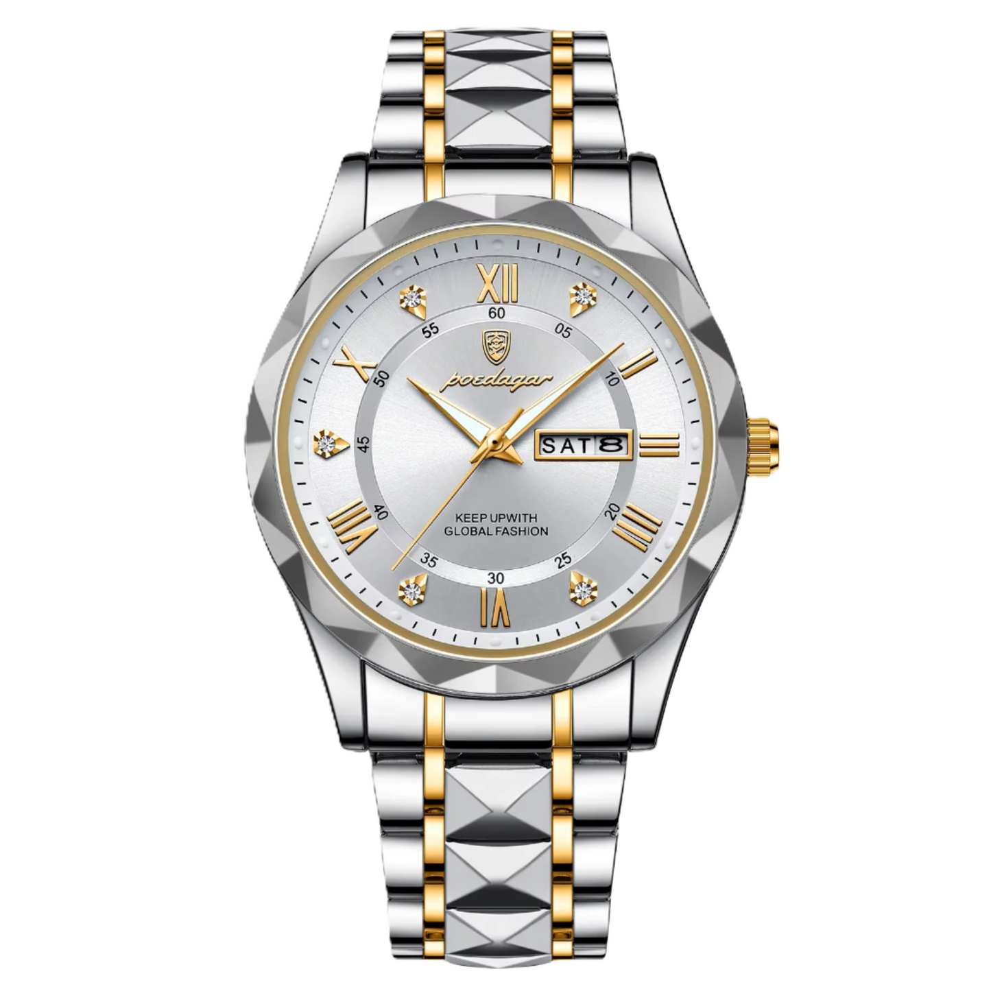 Poedagar luxury waterproof men watch _ 615 GD WH S