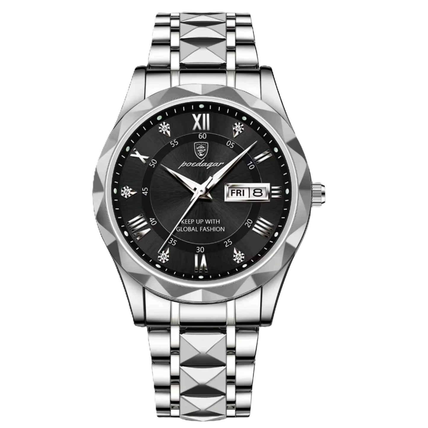 Poedagar luxury waterproof men watch _ 615 SL BK S
