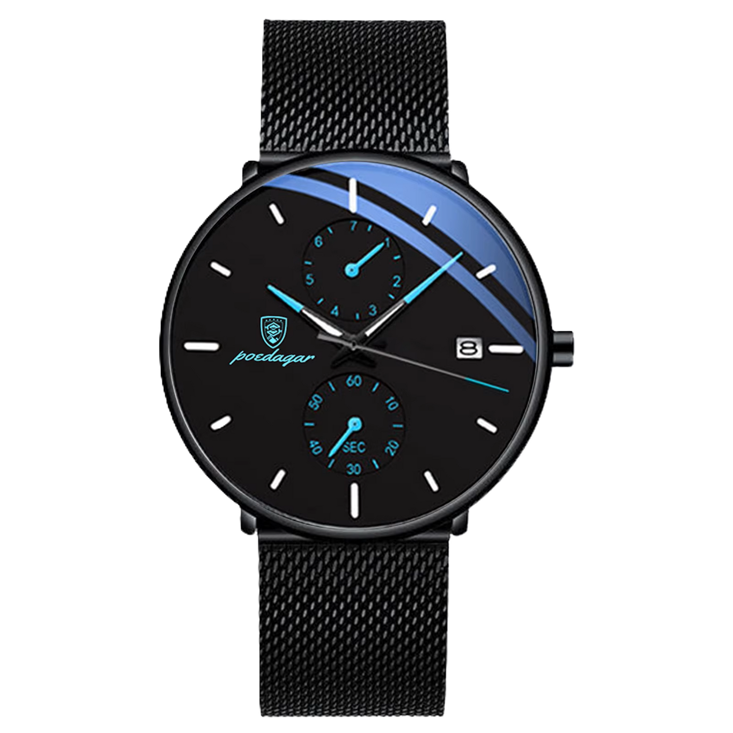 Poedagar luxury waterproof men watch _ 6202 BU N