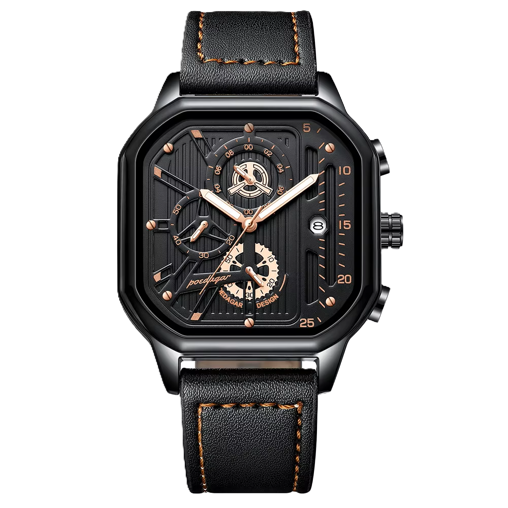 Poedagar luxury waterproof men watch _ BK GD L