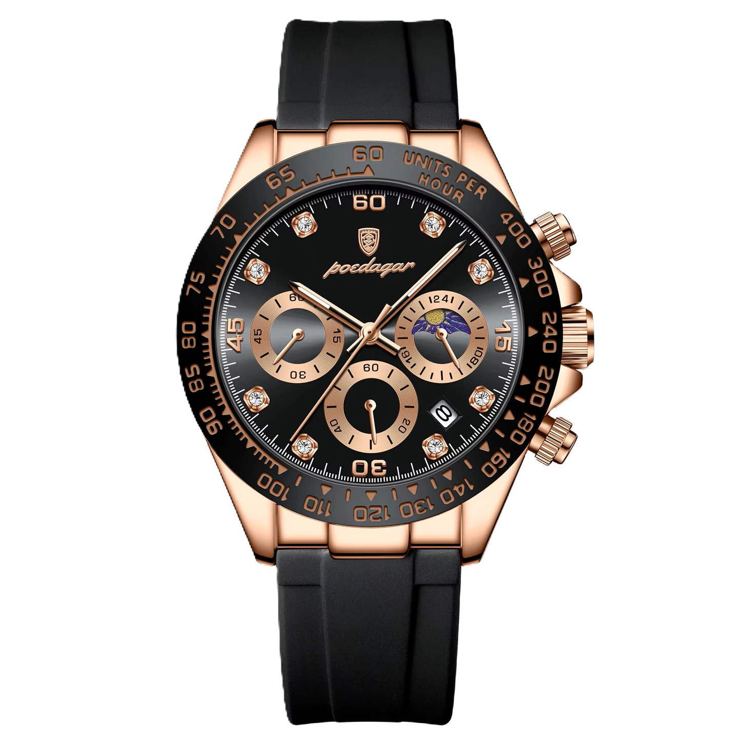 Poedagar luxury waterproof men watch _ RG BK C