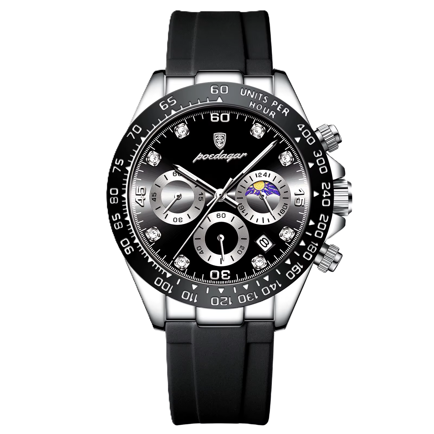 Poedagar luxury waterproof men watch _ SL BK C