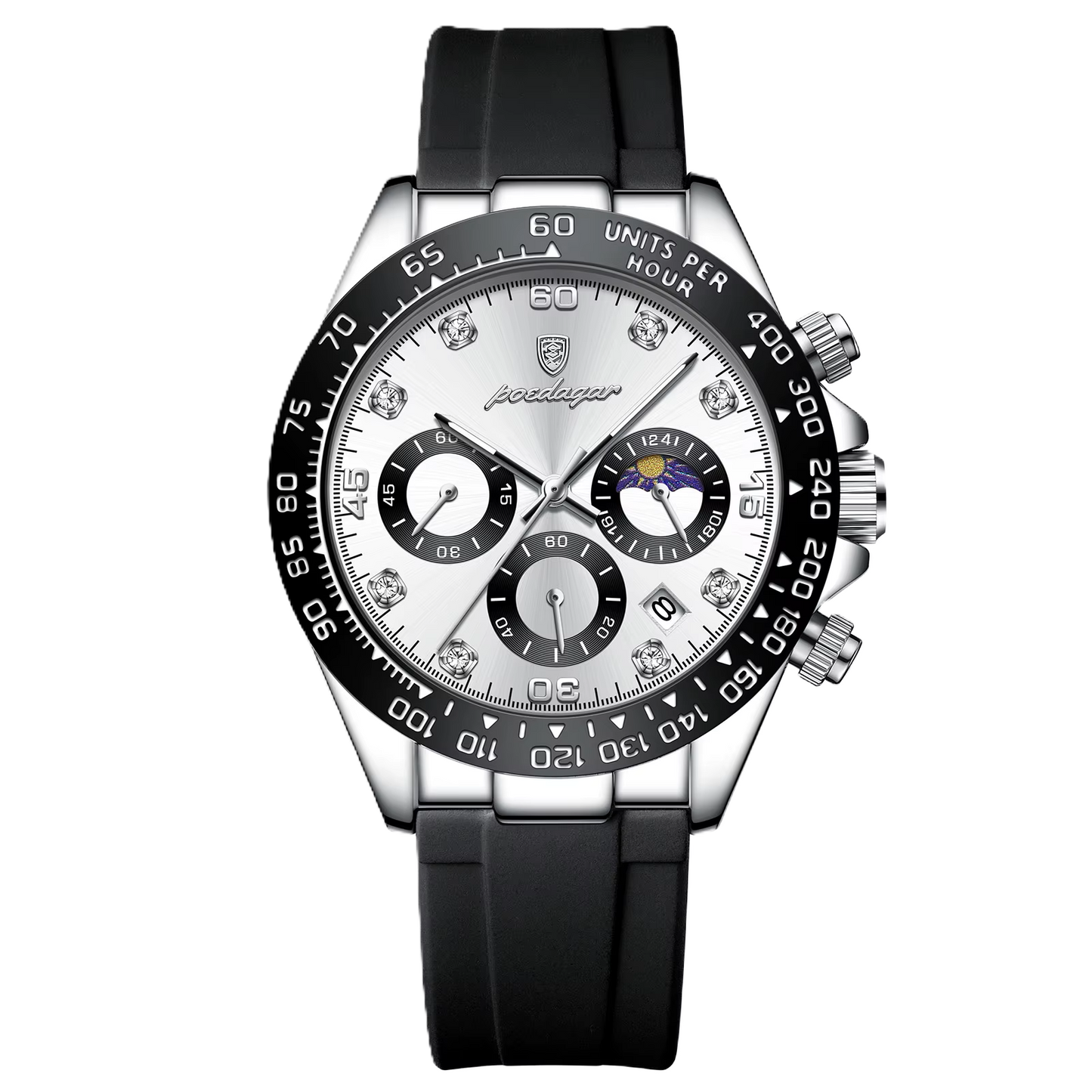 Poedagar luxury waterproof men watch silicone strap _ SL BL C
