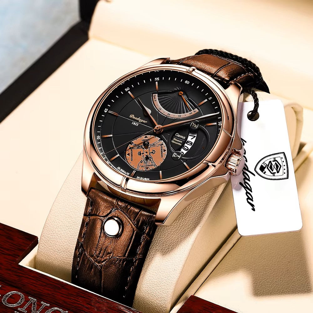 Poedagar luxury waterproof men watch _ RG BK L