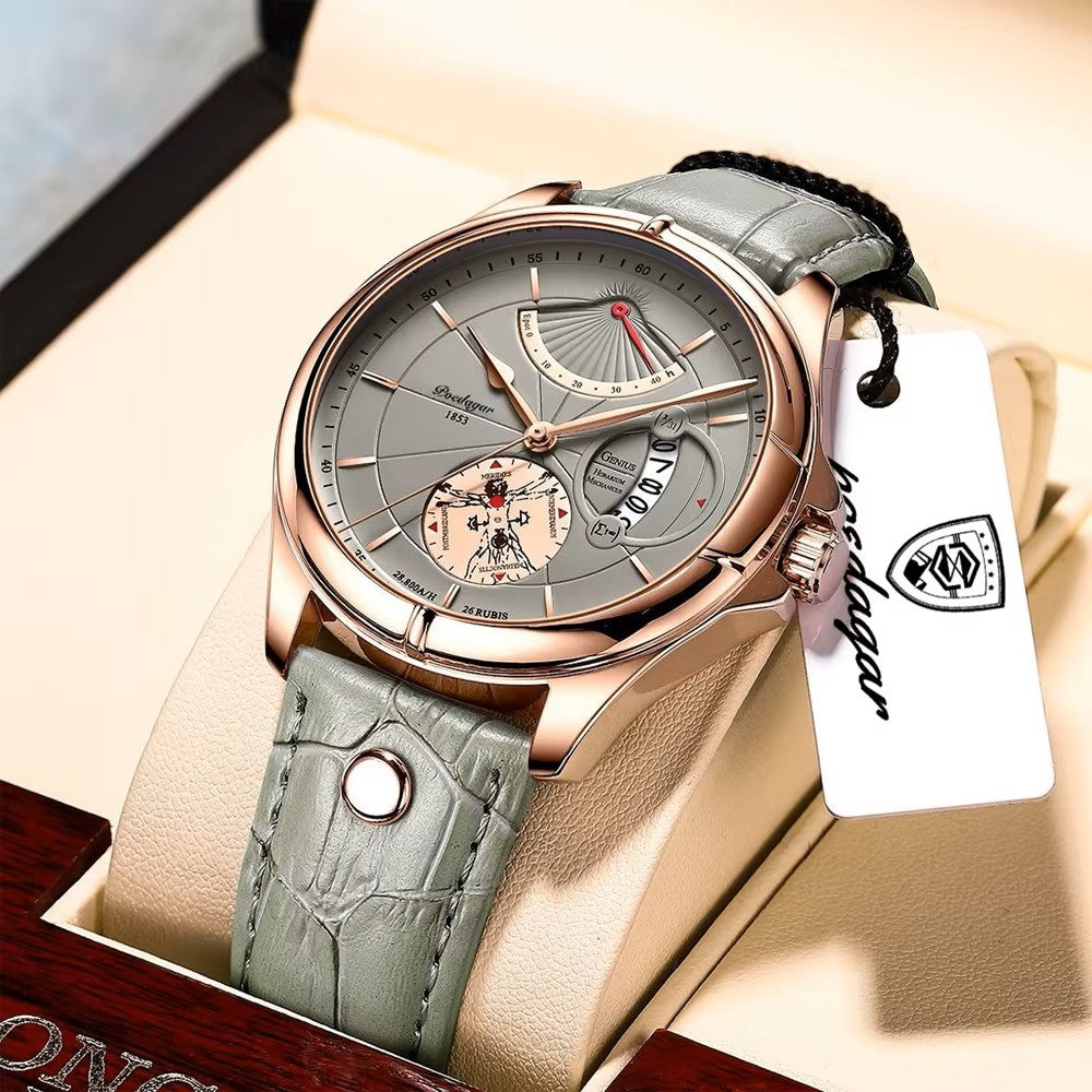 Poedagar luxury waterproof men watch _ 802 RG GN L