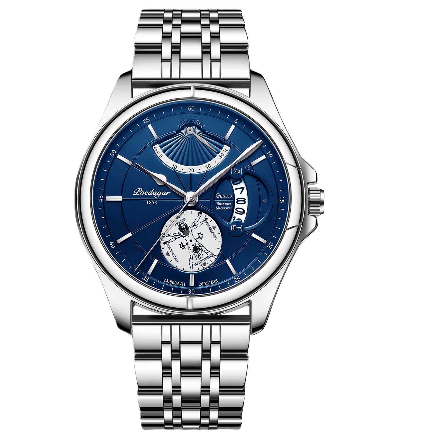 Poedagar luxury waterproof men watch _ 802 SL BU S