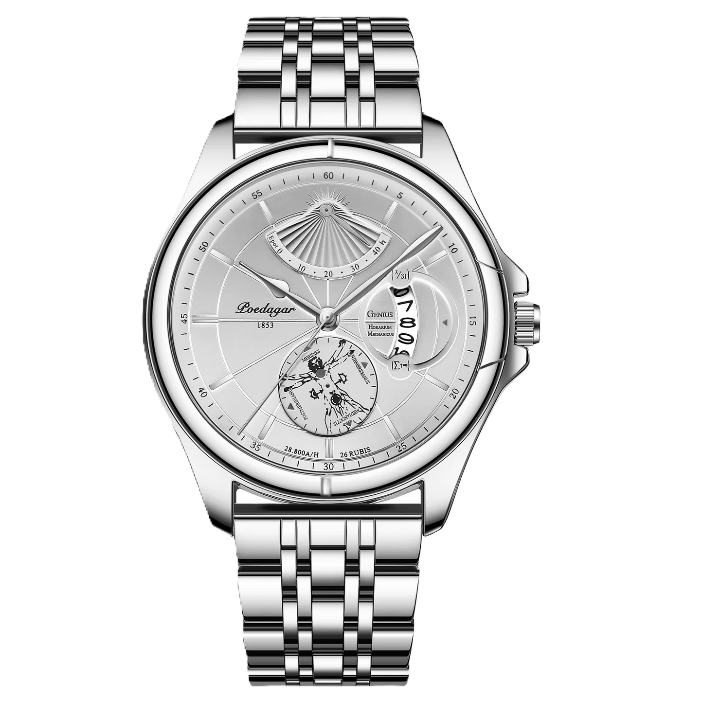Poedagar luxury waterproof men watch _ 802 SL WH S