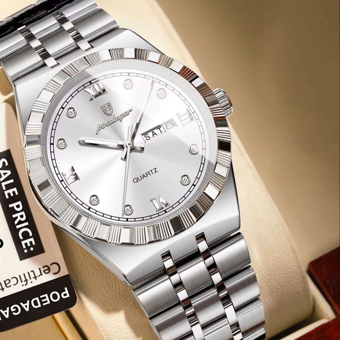 Poedagar luxury Men watch _ 872 SL WH S