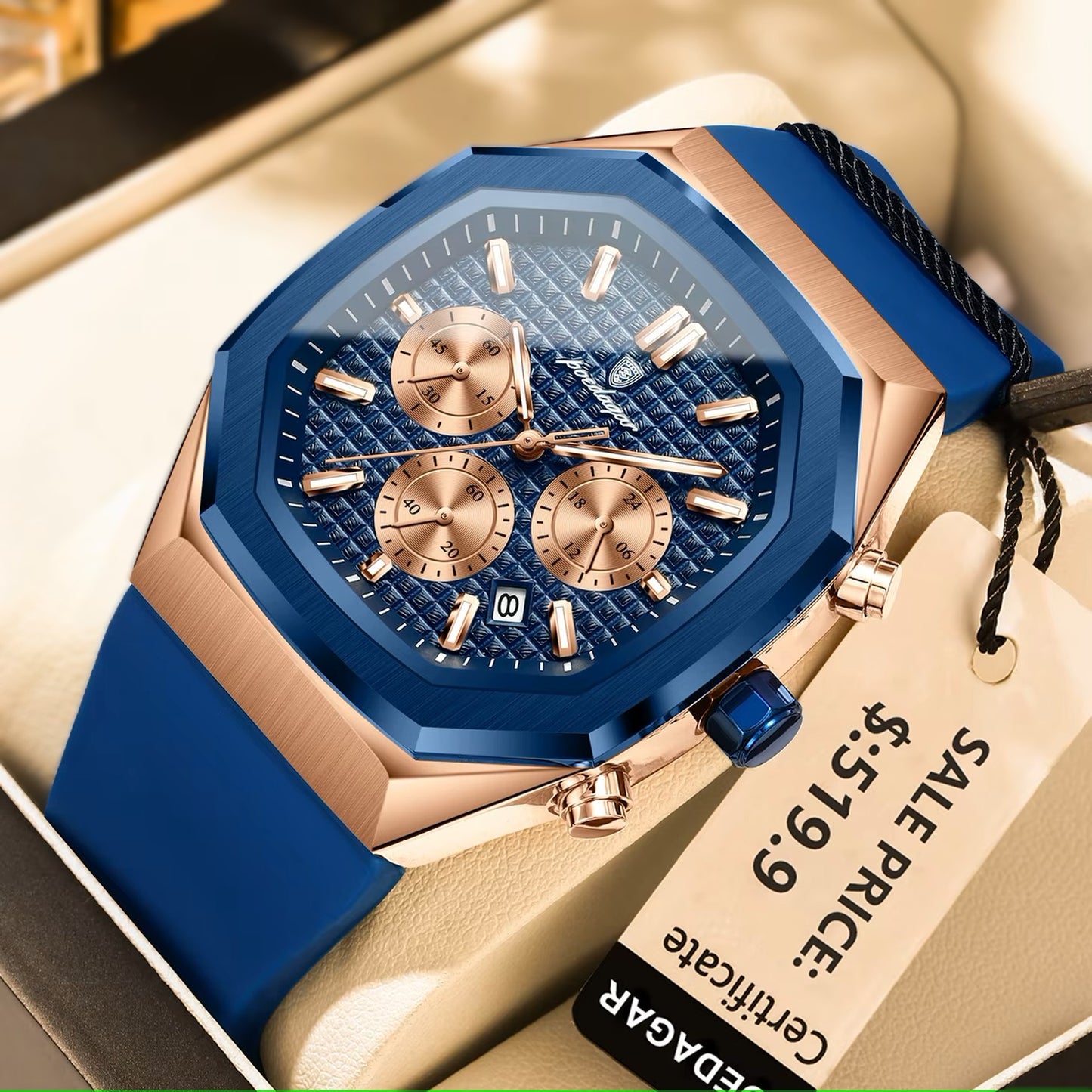 Poedagar 893 New Silicone Strap Men Watches Waterproof Luminous Chronograph Quartz Watches for Men 893 RG BU C