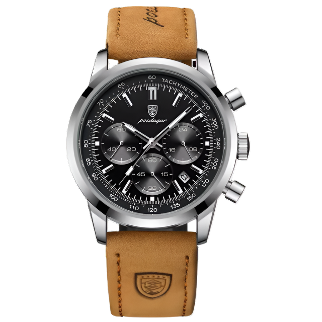 Poedagar Luxury Men Wrist Watch Sports Leather Men Quartz Watch Waterproof Luminous Calendar Chronograph Watches for Men _ 921 SL BK L