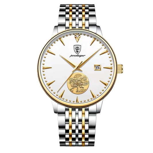 Poedagar Automatic Mechanical Men Watch Luxury Real Leather Waterproof Men Wrist Watch Fashion Calendar Watch for Men Relojes _   151 GD WH S