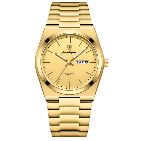 Poedagar luxury waterproof men watch _ classic gold