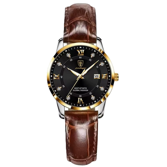Poedagar Watch for Women Fashion Luxury Stainless Steel Watches Diamond Luminous Quartz Ladies Wristwatch Waterproof Calendar 258 GD BK L