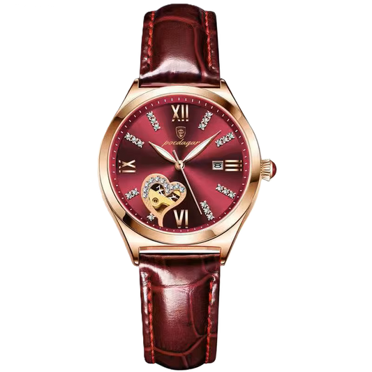 Poedagar Fashion Luxury Diamond Quartz Wrist Watch Leather Hand Band Ladies Watches Waterproof Date Women Watch 320 GD RE