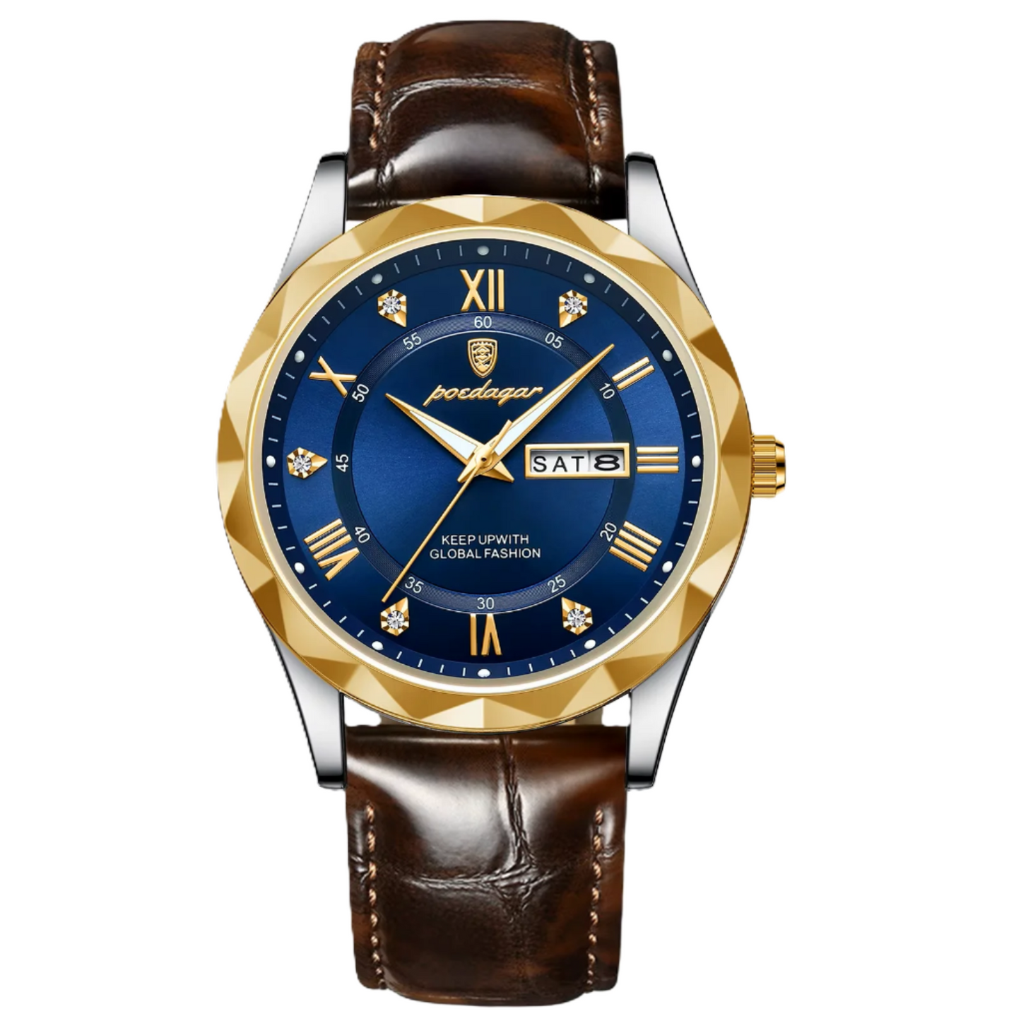 Poedagar luxury waterproof men watch _ 615 GD BU L
