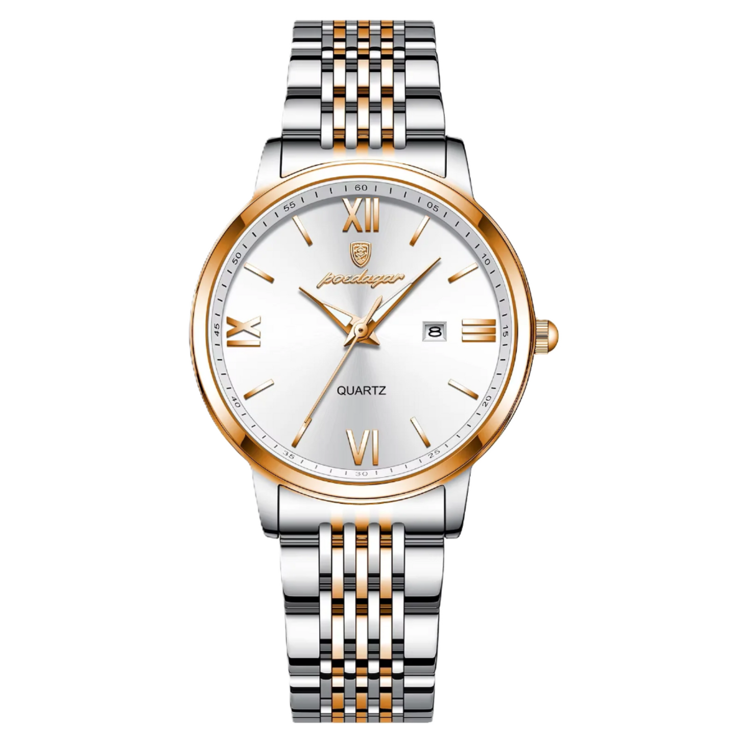 Poedagar New Luxury Waterproof Ladies Watch Luminous Stainless Steel Calendar Quartz Watch for Women 716 RG WH S