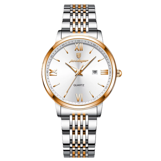 Poedagar New Luxury Waterproof Ladies Watch Luminous Stainless Steel Calendar Quartz Watch for Women 716 RG WH S