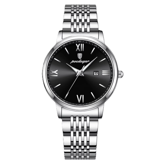 Poedagar New Luxury Waterproof Ladies Watch Luminous Stainless Steel Calendar Quartz Watch for Women 716 SL BK S