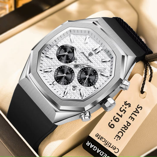Poedagar 893 New Silicone Strap Men Watches Waterproof Luminous Chronograph Quartz Watches for Men 893 SL WH C