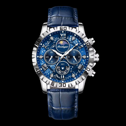 Poedagar High Quality Leather Luxury Men Watch Waterproof Luminous Quartz Watches Chronograph Watch for Men _ 973 SL BU L