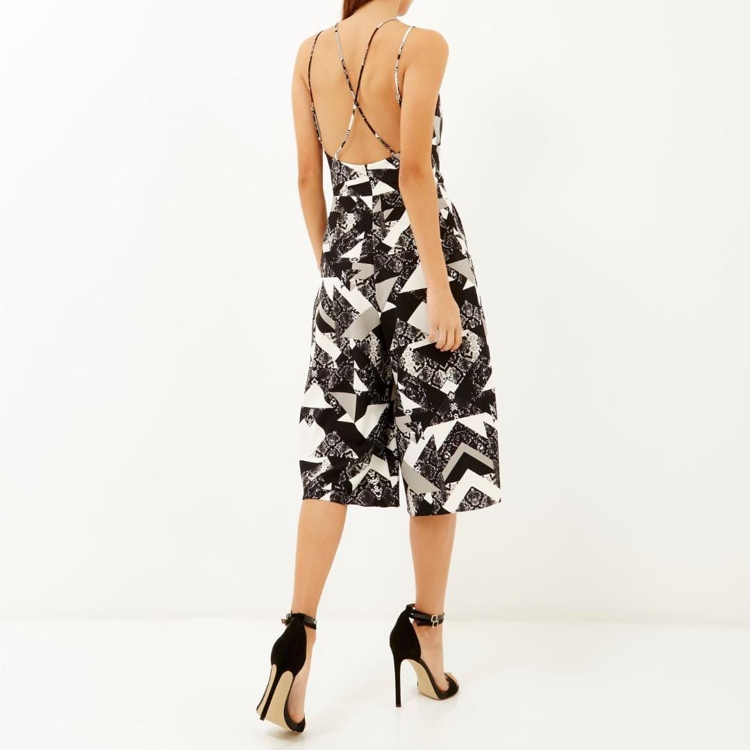 River Island black and white patterned culottes _ Size UK 6