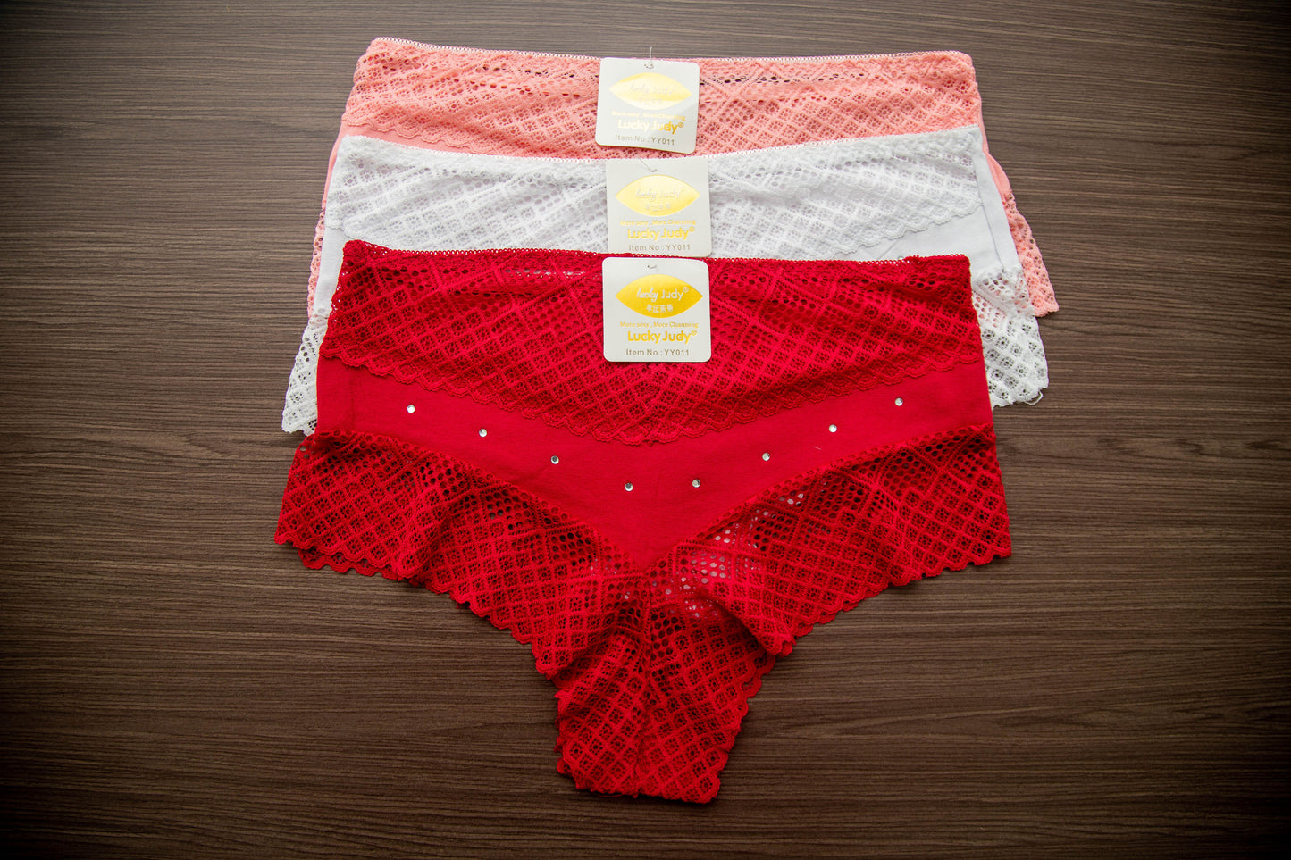 Set of 3 LADY JUDY Cotton and lace panties Free Size (12 - 16)