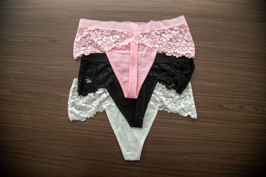 Set of 3 LUCKY JUDY cotton and spandex lace panties Free Size (12-16)