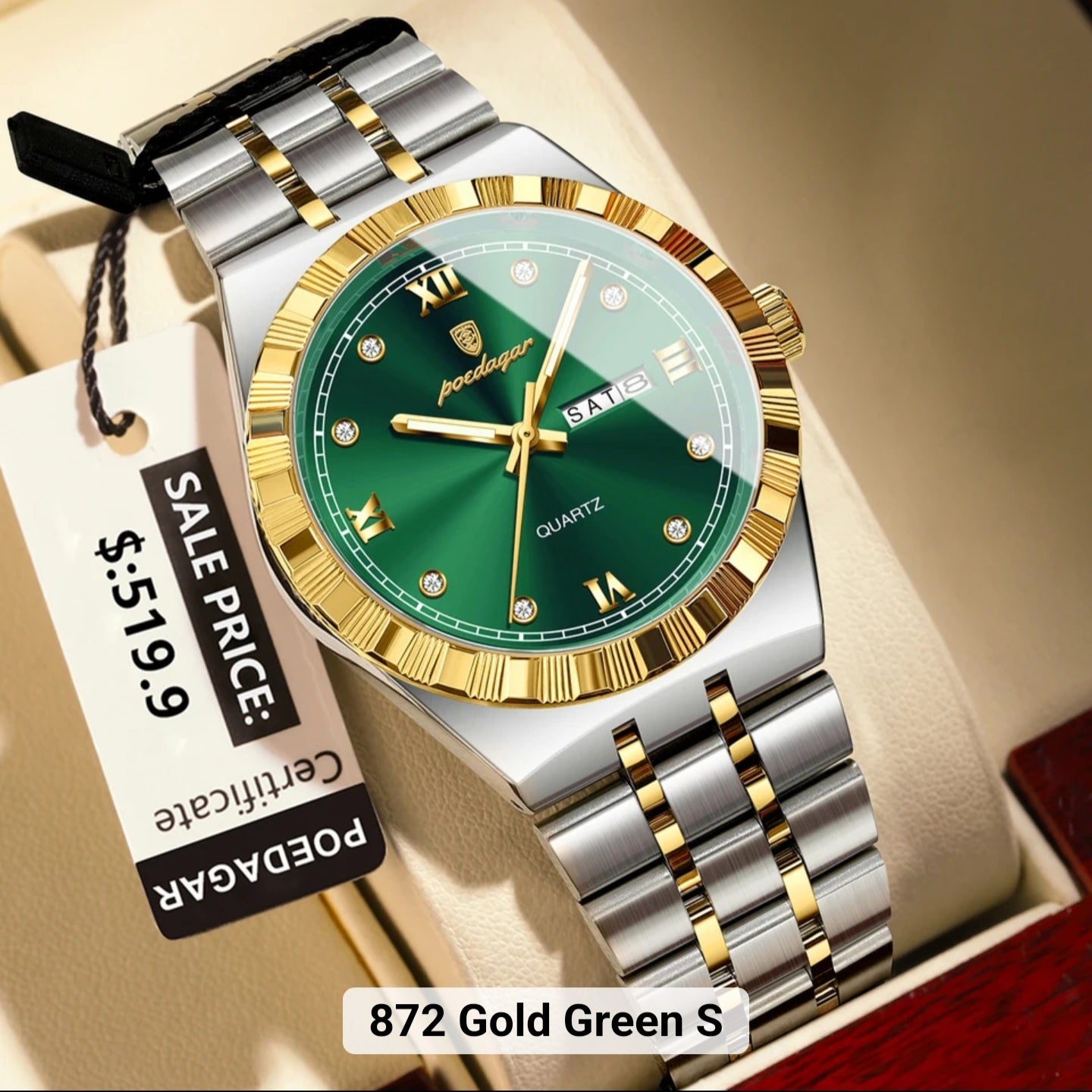 Poedagar luxury Men watch _ 872 GD GN S