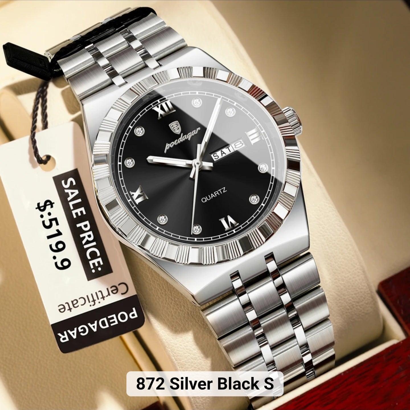 Poedagar luxury Men watch _ 872 SL BK S